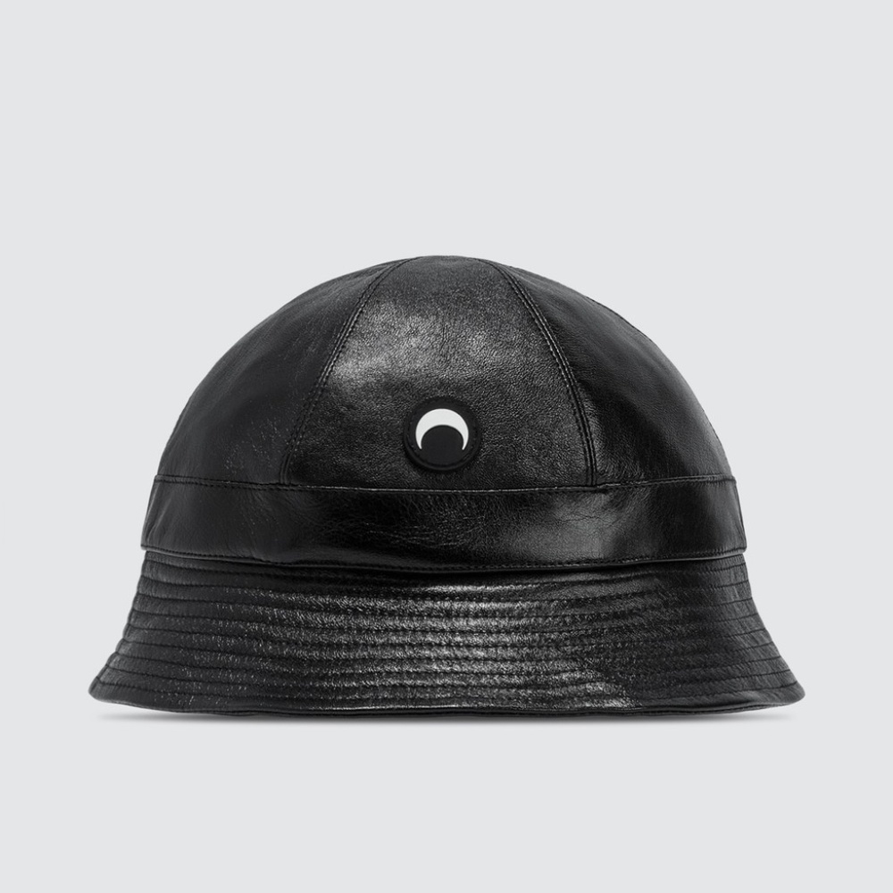 Marine Serre Black Leather Bob Bucket Hat